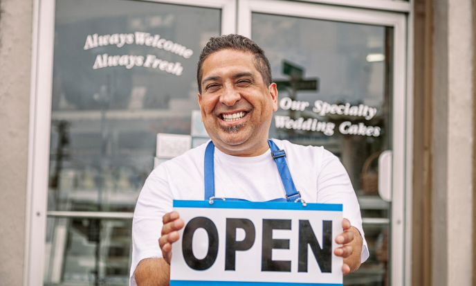 Smiling man holding an